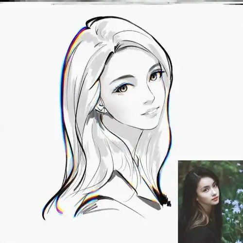 素描写实线稿速写头像q版真人照片手绘漫画剪影轮廓简笔画设计画