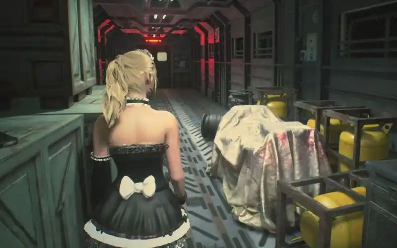 生化危机2重制版克莱尔黑丝女仆装mod黑丝红唇高跟鞋