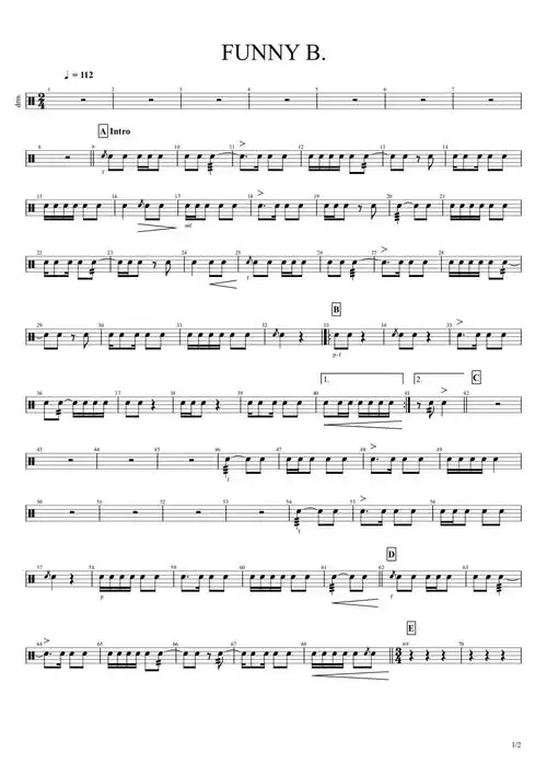 曲目练习1小军鼓鼓谱架子鼓谱