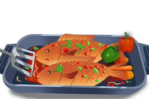 美食餐饮烤鱼手绘png素材