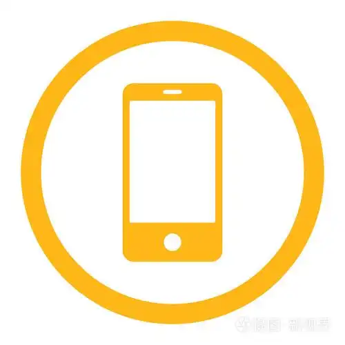 智能手机平黄颜色圆形矢量图标