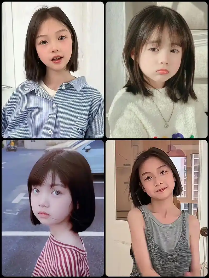 女童短发波波头.