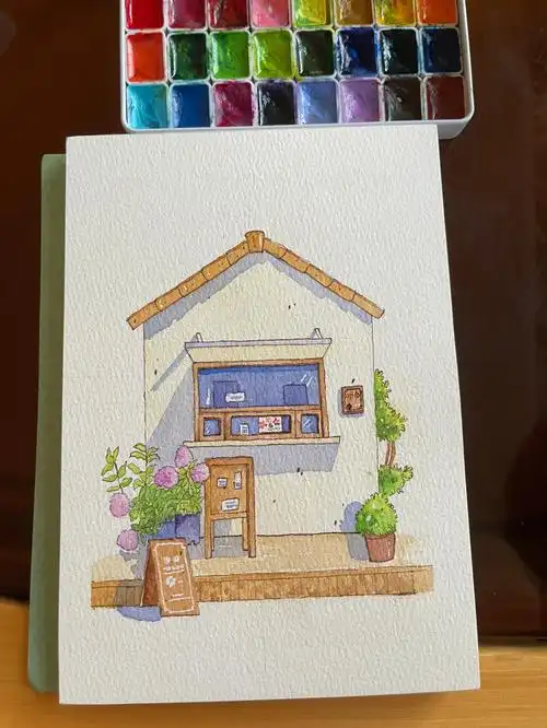 钢笔淡彩入门附线稿过程