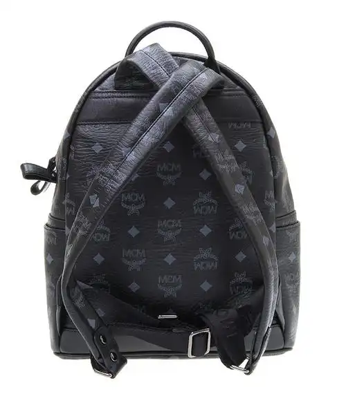 mcm(mcm) 黑色皮质小号双肩包