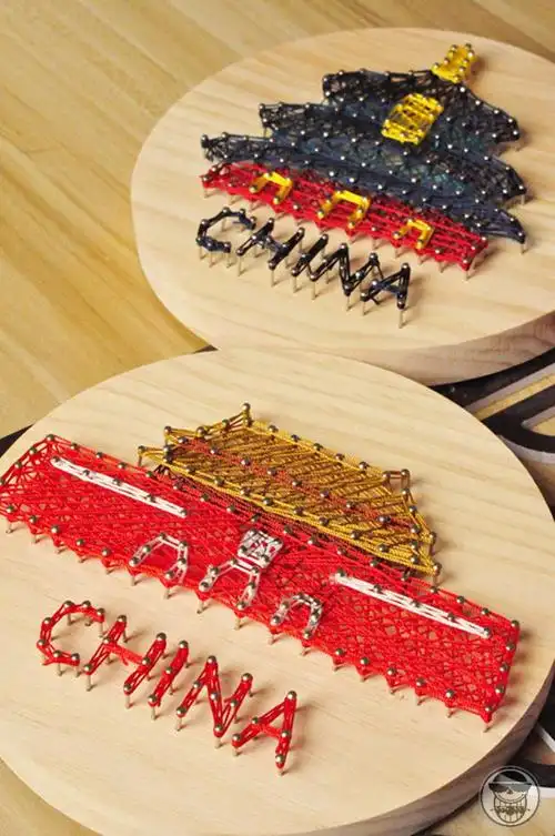 天坛红色爱国主题钉子画绕线画中国风纪念品文化团建diy手工制作材料