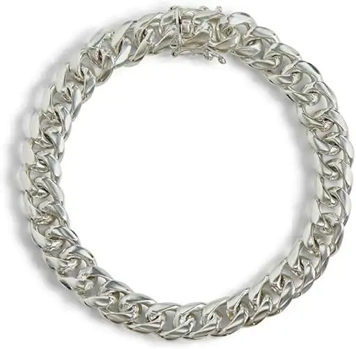 sólido enlace 男式 925 意大利纯银迈阿密古巴链式手链 | 厚实,大号