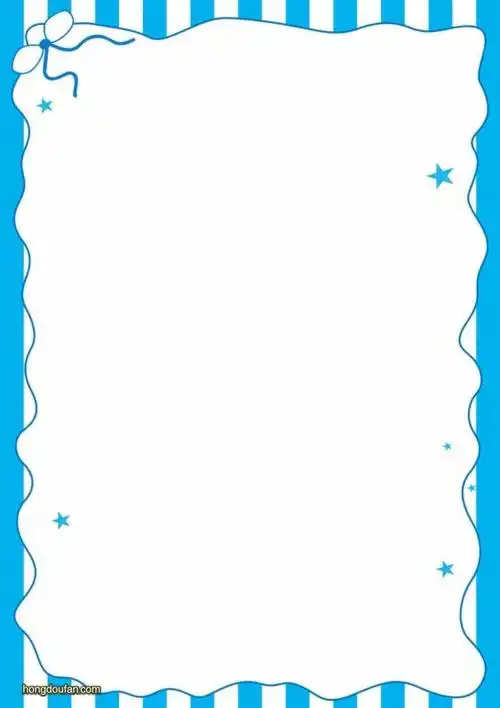 带有星星蝴蝶结的蓝色抽象边框的空白纸张背景图片下载