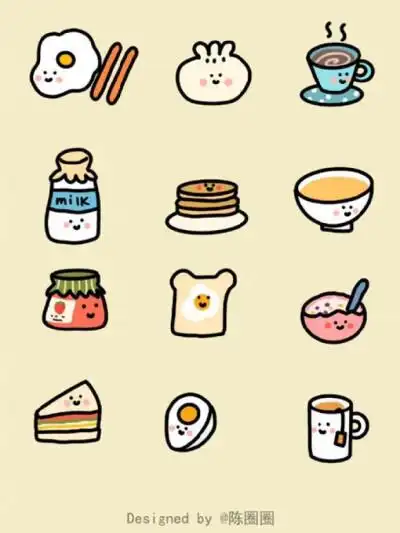 简单可爱的食物简笔画微博画师:陈圈圈