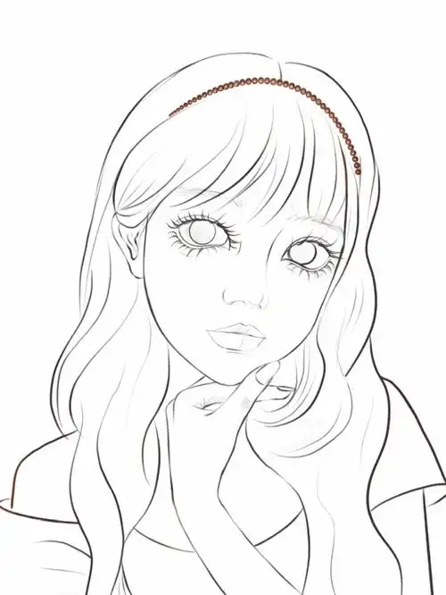 线稿眼睛有点小恐怖左滑上色后