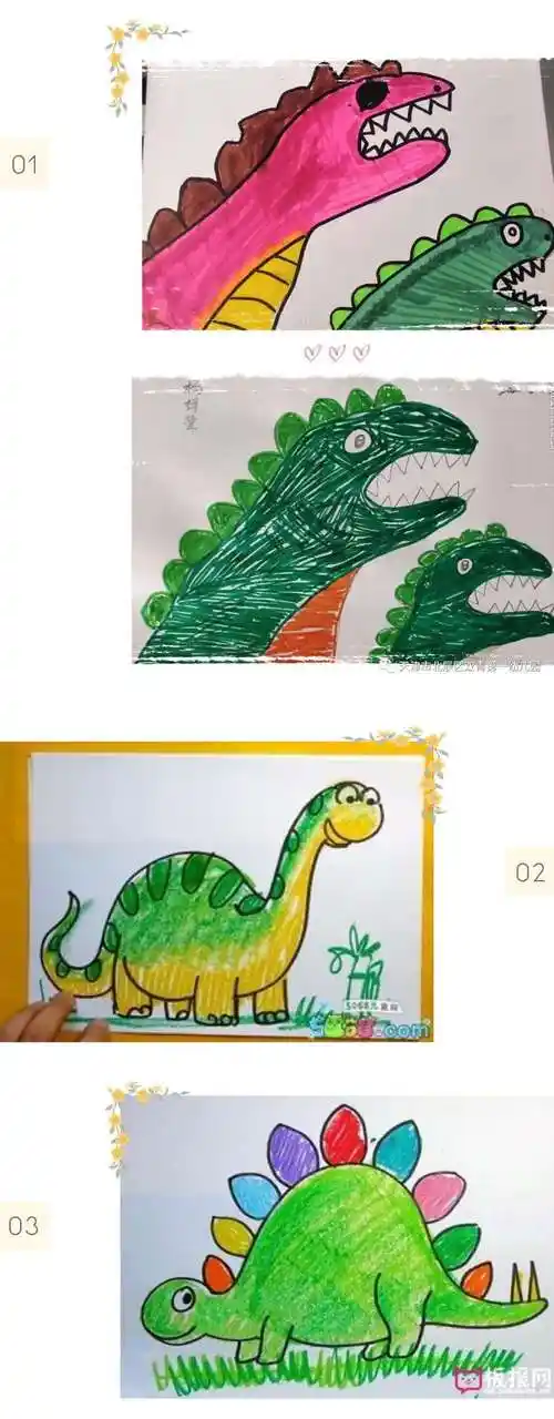 爱宝贝幼儿园实验中班停课不停学——手指画《恐龙来了》