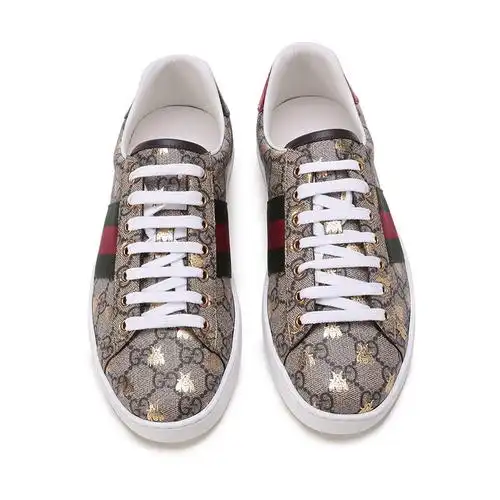 古驰gucci男士ace系列帆布蜜蜂图案系带休闲运动鞋板鞋5489509n050