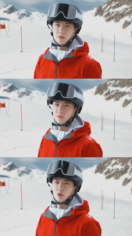王一博致敬冬奥冰雪大片#穿着红色滑雪服的王一博,好帅和冬奥文化