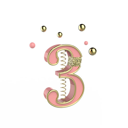 立体粉色金属数字3免抠素材