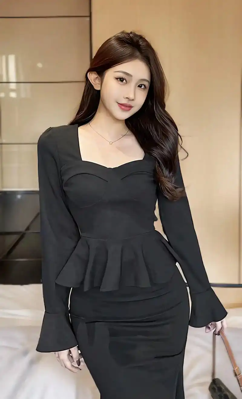 9599 优雅的荷叶边,展现女性柔美韵味! 95 方领设计, - 抖音