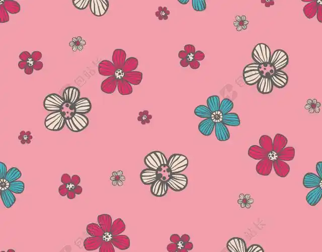 手绘彩色小花包装纸图案