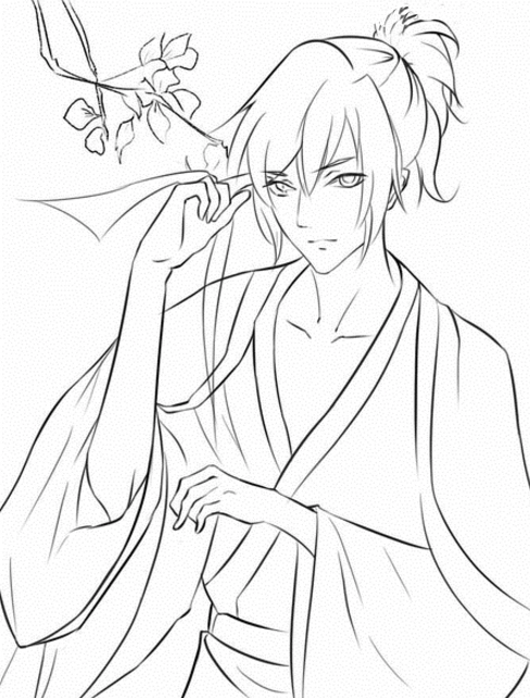 古风人物简笔画,清新脱俗的男子 大人简笔画