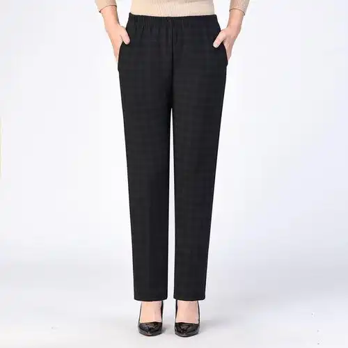 秋冬季60岁老年人裤子女宽松高腰中老年妈妈女裤休闲大码直筒妈妈