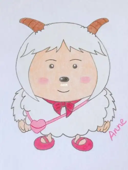 简笔画暖羊羊#卡通人物#动物彩铅画步骤图