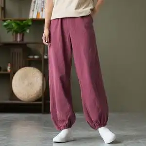 苎麻老爹灯笼裤女春秋高腰女裤宽松休闲棉麻裤子哈伦裤阔腿裤长裤