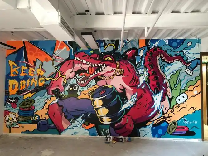 健身房涂鸦墙绘彩绘壁画