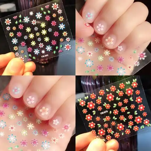 母节礼物3d指甲贴儿童小仙女指甲贴花防水美甲贴纸3d彩花5张