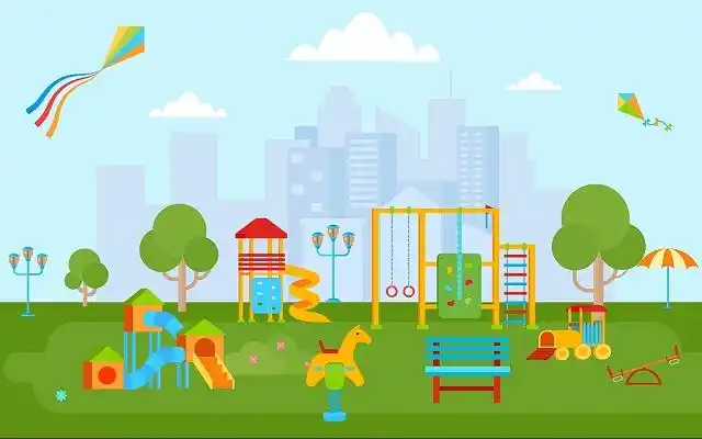 游乐 设施 远景 公园儿童乐园插画