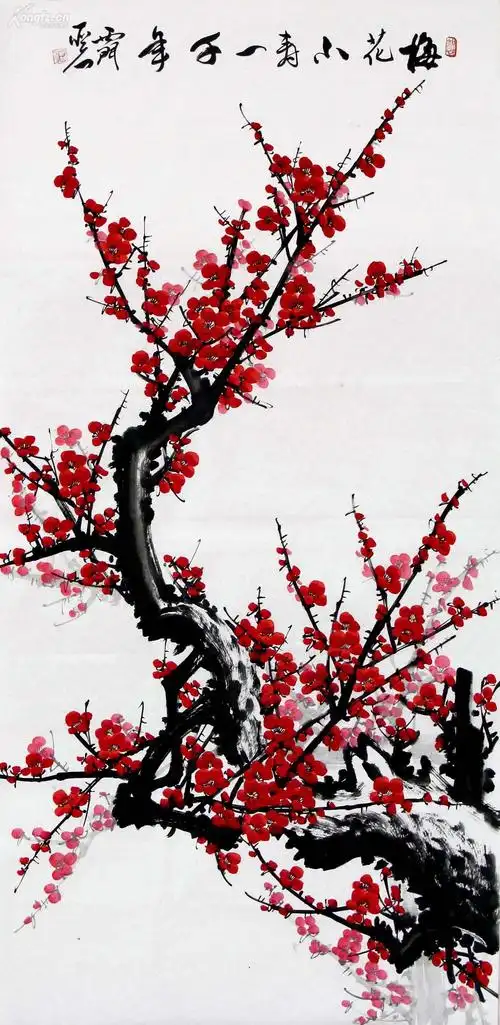 保真!西门亚石国画四尺梅花《梅花小寿一千年》◆◆编号075