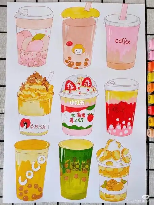手帐饮品简笔画