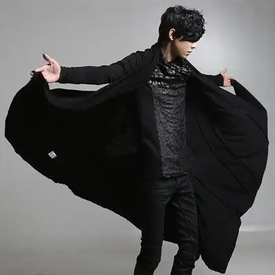 原创暗黑系中长款飘逸披风衣斗篷男外套春秋披风长袍发型师大衣潮