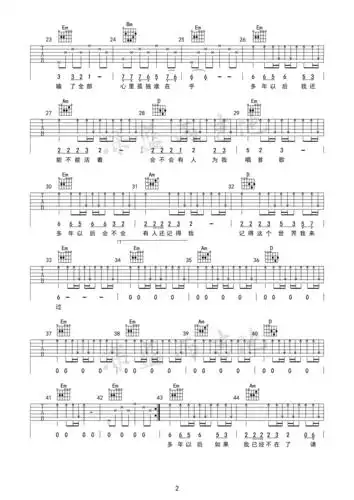 姜育恒多年以后深蓝雨吉他弹唱版弹唱吉他谱