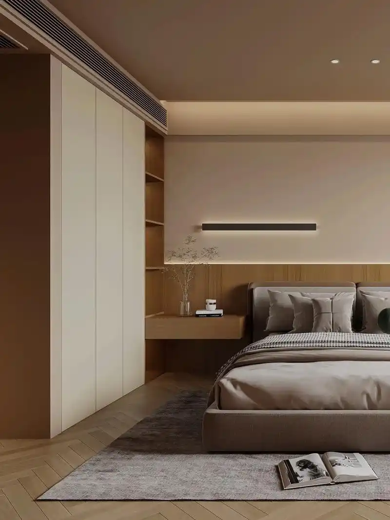 现代原木风卧室空间设计分享简约温馨