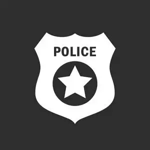 警察警徽素材在黑色背景上隔离的警徽矢量图标插图照片