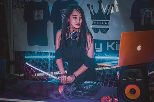 室内派对现场美女dj数码打碟图片