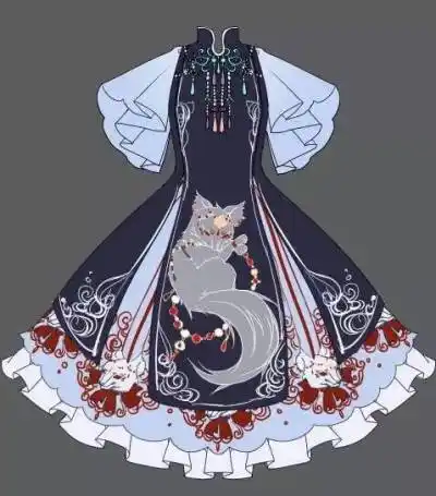 当中国风邂逅洋装洛丽塔# 源见水印 侵删 服装设计 清新插画 创意古风