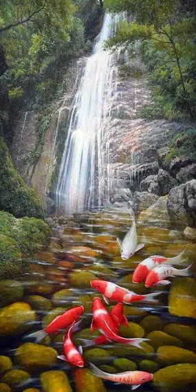 九鱼戏水雕刻图案