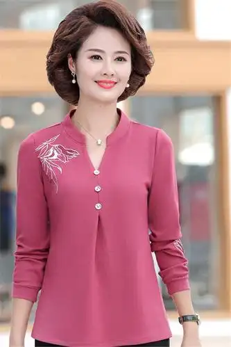 套装新款妈妈春装打底衫洋气40岁50中老年女春秋长袖上衣打底小衫套装