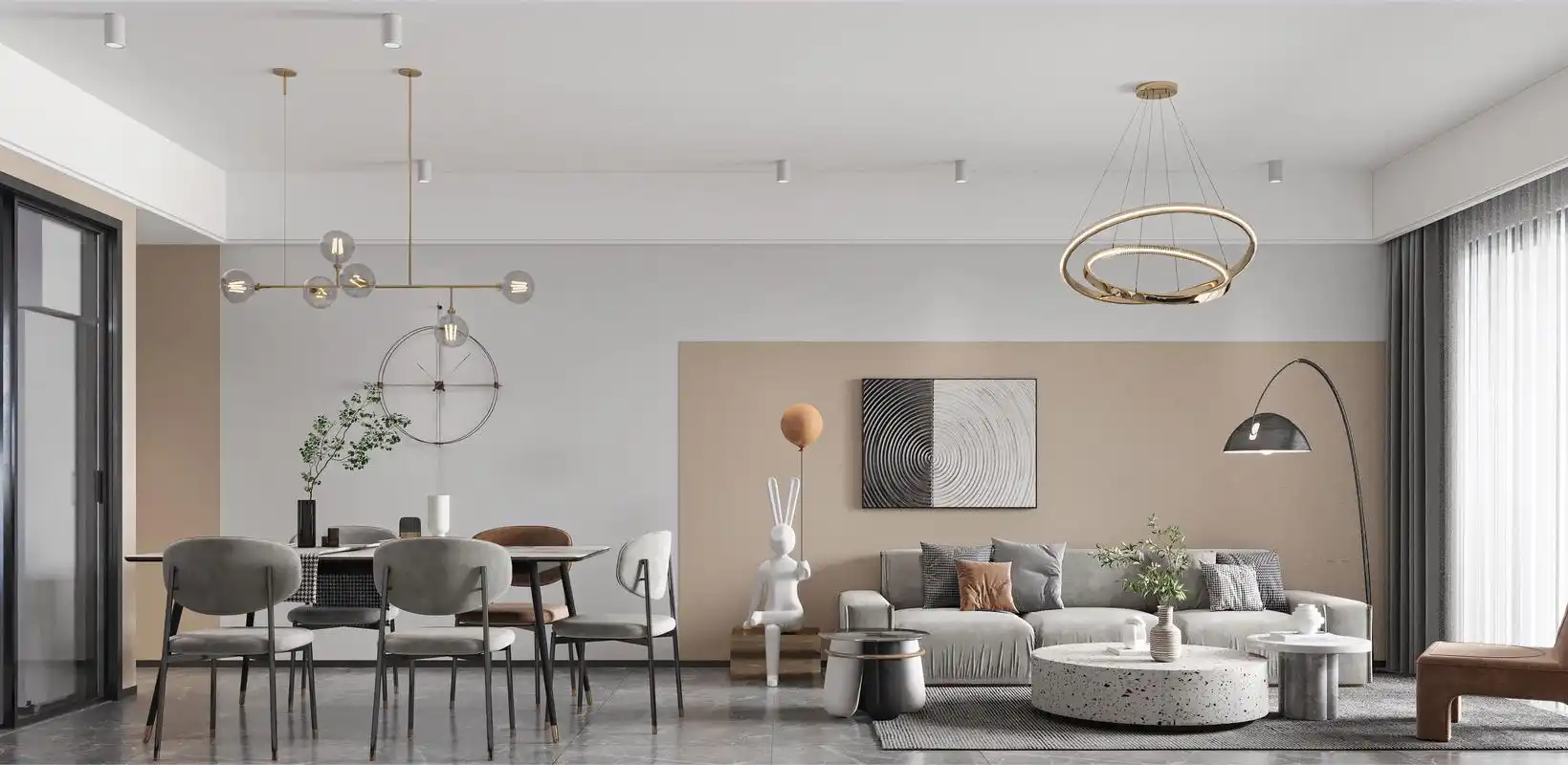 客厅,餐厅,现代风格,简约