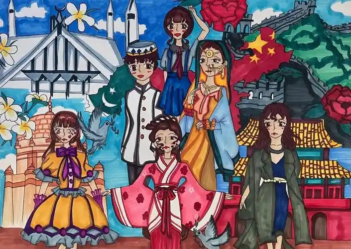 中巴建交70周年青少年绘画比赛优秀作品在北京汽车博物馆展出