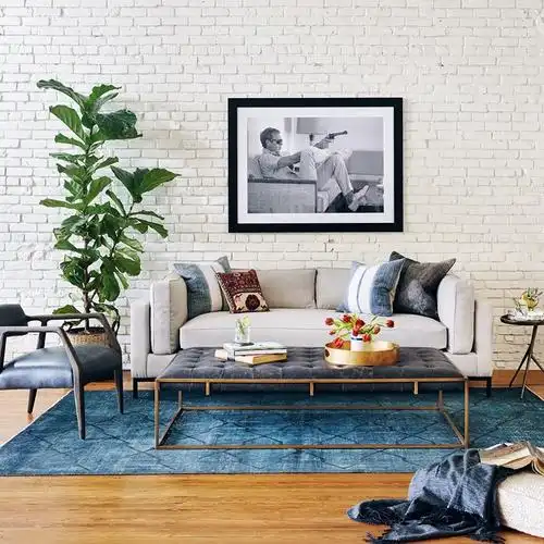 设计师日式清新极简铁艺小户型客厅家具北欧布艺沙发现代简约风格