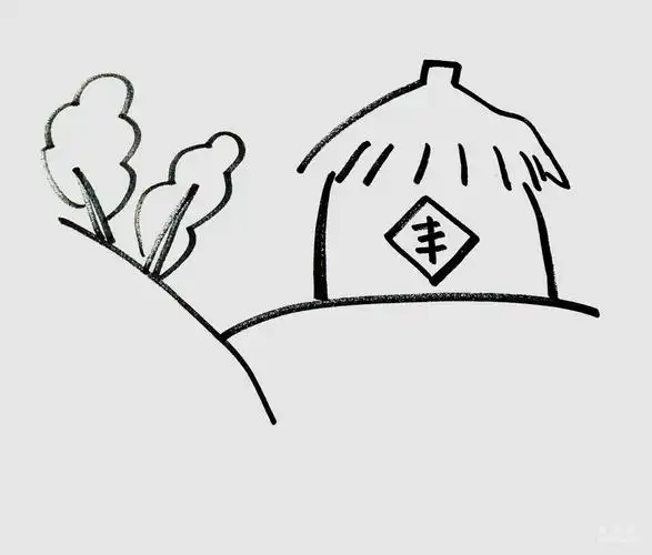 彩色粮仓的简单画法