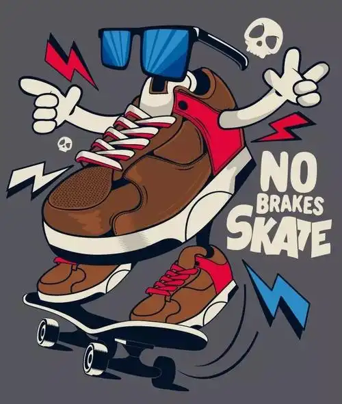 243.创意时尚炫酷潮流手绘卡通原创插画t恤印花图案矢量设计素材