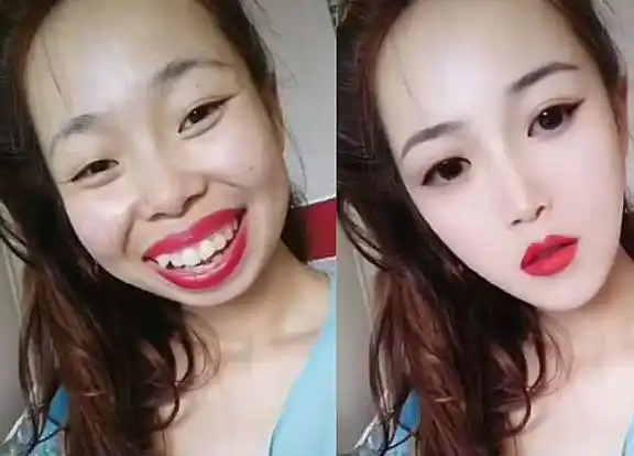 在p图师的手下,嘟嘟姐变成了一个女生,和之前有