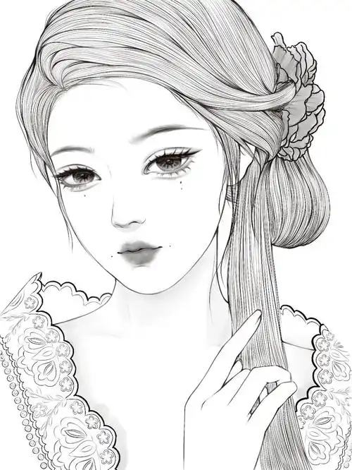 好喜欢古典美人啊古风手绘线稿喵喵子