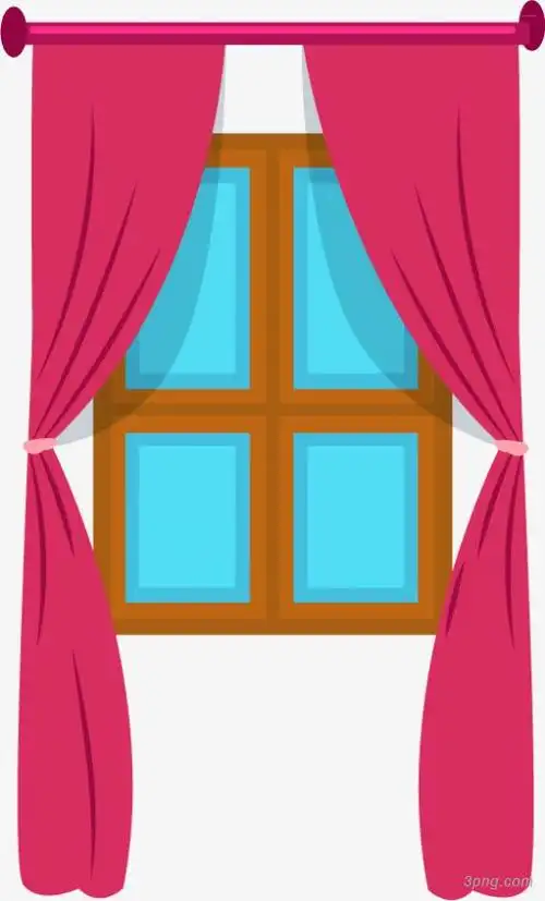 矢量手绘窗帘png素材透明免抠图片-卡通手绘-三元素3png.com