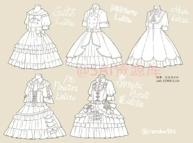 sai资源库# lolita动漫裙子样式绘画参考,每种都美美哒,自己收藏,转