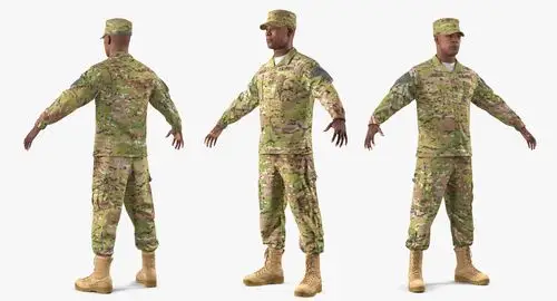 美国陆军士兵迷彩制服t-pose3d模型