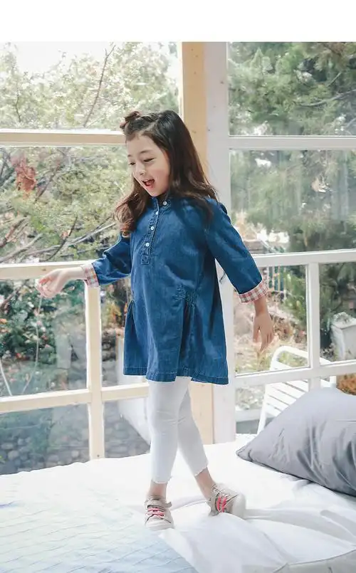 纯一良品童装女童牛仔连衣裙春新款长袖4儿童5韩版6岁女宝宝裙子