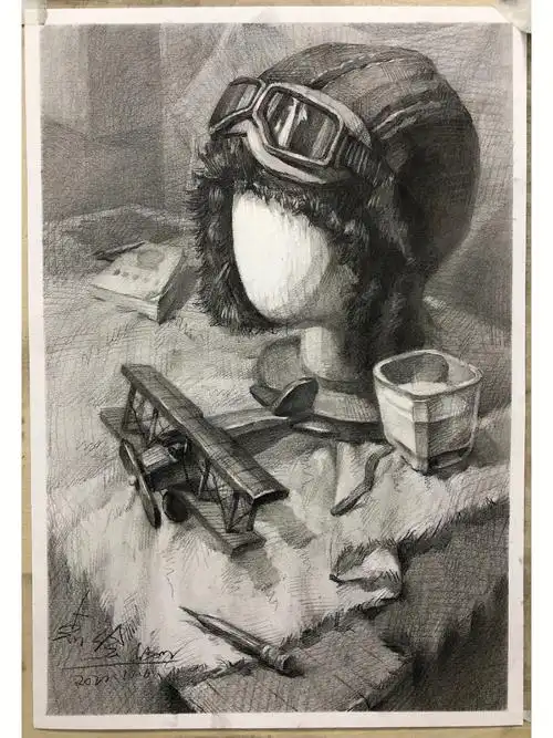 美术高考  #素描高分卷 #一模素描考题 #广东一模素描静物高分卷