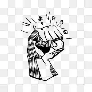 击碎手绘拳头力量
