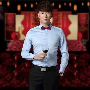 伴郎服中式新郎结婚衬衫男长袖婚礼套装修身正装短袖衬衣伴郎订婚酒